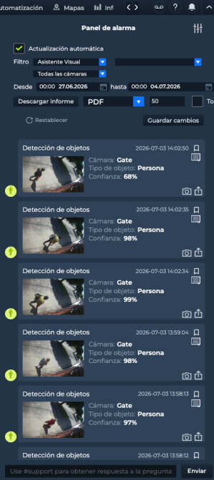 Panel de alarmas