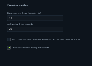 Video stream settings